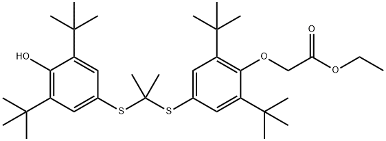 乙基 2-(2,6-二-叔-丁基-4-((2-((3,5-二-叔-丁基-4-羟基苯基)硫代)丙烷-2-基)硫代)苯氧基)醋酸盐 结构式