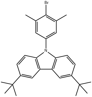 9-(4-Bromo-3,5-dimethyl-phenyl)-3,6-di-tert-butyl-9H-carbazole 结构式