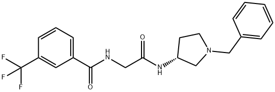 (R)-N-(2 - ((1-苄基吡咯-3-基)氨基)-2-氧乙基)-3-(三氟甲基)苯甲酰胺 结构式