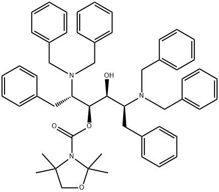 (2S,3S,4S,5S)-2,5-二(二苯甲基氨基)-4-羟基-1,6-二苯基己烷-3-基 2,2,4,4-四甲基噁唑烷-3-甲酸基酯 结构式