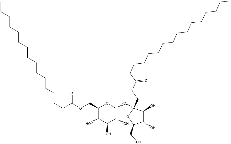 1-O-(1-氧代十六烷基)-BETA-D-呋喃果糖基 ALPHA-D-吡喃葡萄糖苷 6-十六烷酸酯 结构式