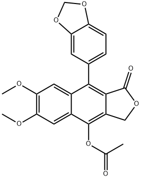 9-(benzo[d][1,3]dioxol-5-yl)-6,7-dimethoxy-1-oxo-1,3-dihydronaphtho[2,3-c]furan-4-yl acetate 结构式