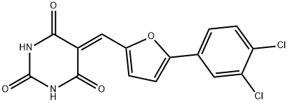 5-[5-(3,4-Dichloro-phenyl)-furan-2-ylmethylene]-pyrimidine-2,4,6-trione 结构式