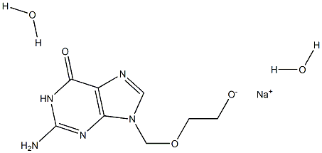 2-((2-氨基-6-氧代-1H-嘌呤-9(6H)-基)甲氧基)乙醇二水合物钠 结构式