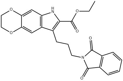 ethyl 8-(3-(1,3-dioxoisoindolin-2-yl)propyl)-3,6-dihydro-2H-[1,4]dioxino[2,3-f]indole-7-carboxylate 结构式