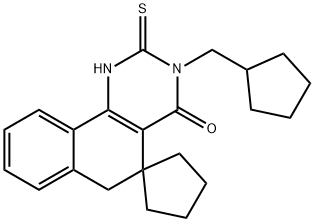 3-(cyclopentylmethyl)-2-thioxo-2,3-dihydro-1H-spiro[benzo[h]quinazoline-5,1'-cyclopentan]-4(6H)-one 结构式
