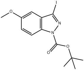 tert-Butyl 3-iodo-5-methoxy-1H-indazole-1-carboxylate 结构式