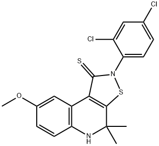 2-(2,4-dichlorophenyl)-8-methoxy-4,4-dimethyl-4,5-dihydro[1,2]thiazolo[5,4-c]quinoline-1(2H)-thione 结构式