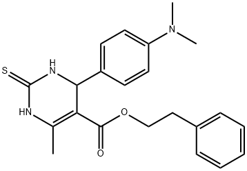 2-phenylethyl 4-[4-(dimethylamino)phenyl]-6-methyl-2-thioxo-1,2,3,4-tetrahydropyrimidine-5-carboxylate 结构式