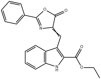 ethyl 3-[(Z)-(5-oxo-2-phenyl-1,3-oxazol-4(5H)-ylidene)methyl]-1H-indole-2-carboxylate 结构式