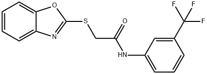 2-(1,3-benzoxazol-2-ylsulfanyl)-N-[3-(trifluoromethyl)phenyl]acetamide 结构式