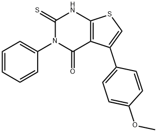 2-Mercapto-5-(4-methoxy-phenyl)-3-phenyl-3H-thieno[2,3-d]pyrimidin-4-one 结构式