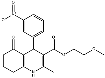 2-methoxyethyl 2-methyl-4-(3-nitrophenyl)-5-oxo-1,4,5,6,7,8-hexahydroquinoline-3-carboxylate 结构式