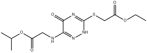 isopropyl ({3-[(2-ethoxy-2-oxoethyl)sulfanyl]-5-oxo-4,5-dihydro-1,2,4-triazin-6-yl}amino)acetate 结构式