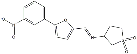 N-{(E)-[5-(3-nitrophenyl)furan-2-yl]methylidene}tetrahydrothiophen-3-amine 1,1-dioxide 结构式