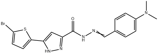 3-(5-bromothiophen-2-yl)-N'-{(E)-[4-(dimethylamino)phenyl]methylidene}-1H-pyrazole-5-carbohydrazide 结构式