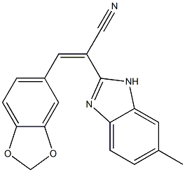 3-Benzo[1,3]dioxol-5-yl-2-(6-methyl-1H-benzoimidazol-2-yl)-acrylonitrile 结构式