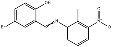 4-bromo-2-{(E)-[(2-methyl-3-nitrophenyl)imino]methyl}phenol 结构式