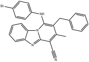 2-benzyl-1-[(4-bromophenyl)amino]-3-methylpyrido[1,2-a]benzimidazole-4-carbonitrile 结构式