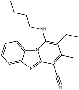 1-(butylamino)-2-ethyl-3-methylpyrido[1,2-a]benzimidazole-4-carbonitrile 结构式