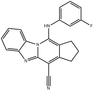 11-[(3-fluorophenyl)amino]-2,3-dihydro-1H-cyclopenta[4,5]pyrido[1,2-a]benzimidazole-4-carbonitrile 结构式