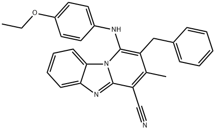 2-benzyl-1-[(4-ethoxyphenyl)amino]-3-methylpyrido[1,2-a]benzimidazole-4-carbonitrile 结构式