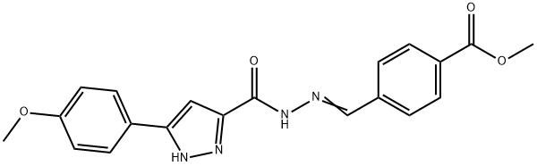 methyl 4-[(E)-(2-{[3-(4-methoxyphenyl)-1H-pyrazol-5-yl]carbonyl}hydrazinylidene)methyl]benzoate 结构式