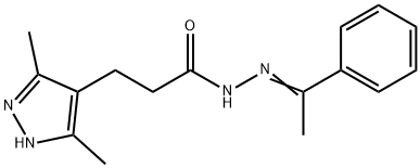 3-(3,5-dimethyl-1H-pyrazol-4-yl)-N'-[(1E)-1-phenylethylidene]propanehydrazide 结构式