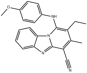 2-ethyl-1-[(4-methoxyphenyl)amino]-3-methylpyrido[1,2-a]benzimidazole-4-carbonitrile 结构式