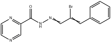 N'-[(1Z,2Z)-2-bromo-3-phenylprop-2-en-1-ylidene]pyrazine-2-carbohydrazide 结构式