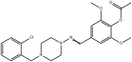 4-({[4-(2-chlorobenzyl)piperazin-1-yl]imino}methyl)-2,6-dimethoxyphenyl acetate 结构式