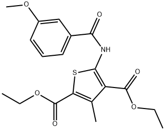 diethyl 5-(3-methoxybenzamido)-3-methylthiophene-2,4-dicarboxylate 结构式