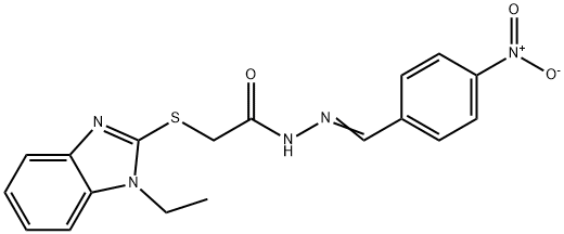 2-[(1-ethyl-1H-benzimidazol-2-yl)sulfanyl]-N'-[(E)-(4-nitrophenyl)methylidene]acetohydrazide 结构式