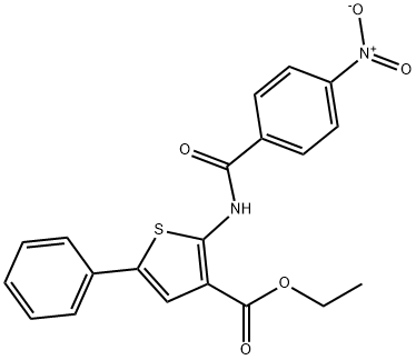 ethyl 2-({4-nitrobenzoyl}amino)-5-phenyl-3-thiophenecarboxylate 结构式