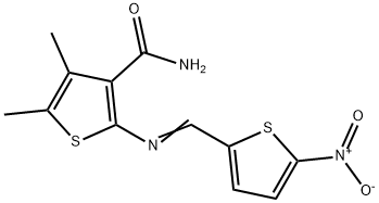 4,5-dimethyl-2-{[(5-nitro-2-thienyl)methylene]amino}-3-thiophenecarboxamide 结构式