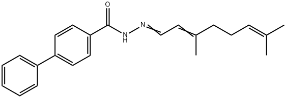 N'-[(1E,2E)-3,7-dimethylocta-2,6-dien-1-ylidene]biphenyl-4-carbohydrazide 结构式