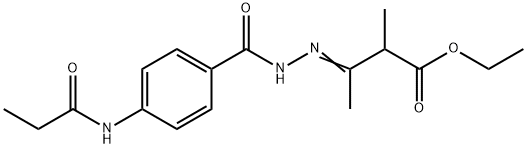 ethyl (3E)-2-methyl-3-(2-{[4-(propanoylamino)phenyl]carbonyl}hydrazinylidene)butanoate 结构式
