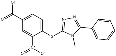 4-((4-methyl-5-phenyl-4H-1,2,4-triazol-3-yl)thio)-3-nitrobenzoic acid 结构式