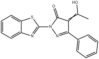 (4Z)-2-(1,3-benzothiazol-2-yl)-4-(1-hydroxyethylidene)-5-phenyl-2,4-dihydro-3H-pyrazol-3-one 结构式