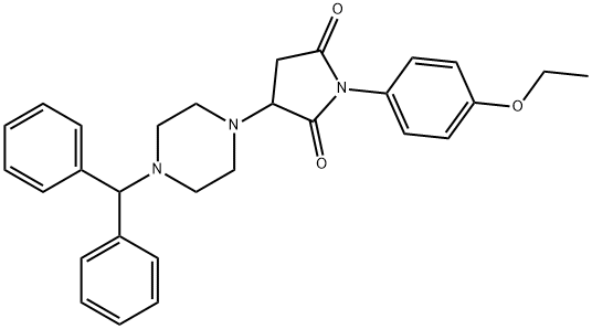 3-[4-(diphenylmethyl)piperazin-1-yl]-1-(4-ethoxyphenyl)pyrrolidine-2,5-dione 结构式