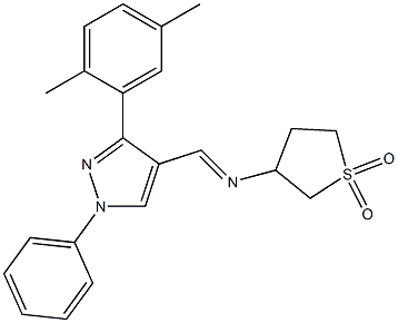 N-{(E)-[3-(2,5-dimethylphenyl)-1-phenyl-1H-pyrazol-4-yl]methylidene}tetrahydrothiophen-3-amine 1,1-dioxide 结构式