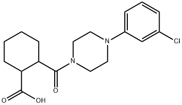 2-(4-(3-chlorophenyl)piperazine-1-carbonyl)cyclohexanecarboxylic acid 结构式