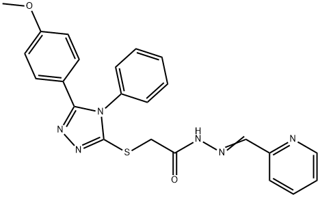 2-{[5-(4-methoxyphenyl)-4-phenyl-4H-1,2,4-triazol-3-yl]sulfanyl}-N'-[(E)-pyridin-2-ylmethylidene]acetohydrazide 结构式