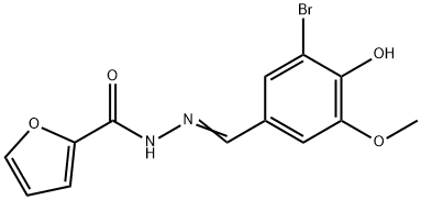 N'-[(Z)-(3-bromo-4-hydroxy-5-methoxyphenyl)methylidene]furan-2-carbohydrazide 结构式