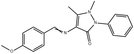 2,3-DIMETHYL-4-(4-METHOXYBENZYLIDENEAMINO)-1-PHENYL-3-PYRAZOLIN-5-ONE 结构式