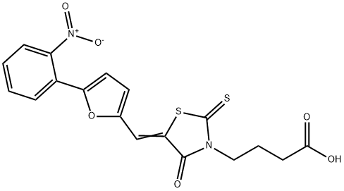 4-{5-[(5-{2-nitrophenyl}-2-furyl)methylene]-4-oxo-2-thioxo-1,3-thiazolidin-3-yl}butanoic acid 结构式