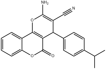 2-amino-5-oxo-4-[4-(propan-2-yl)phenyl]-4H,5H-pyrano[3,2-c]chromene-3-carbonitrile 结构式