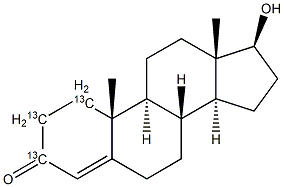 睾酮-2,3,4-13C3 溶液 结构式