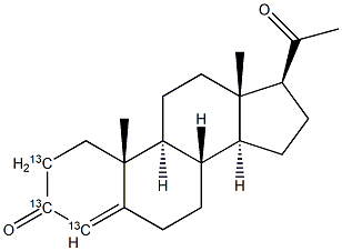 孕酮-[2,3,4-13C3] 结构式