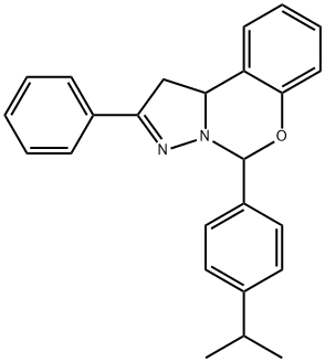 2-phenyl-5-[4-(propan-2-yl)phenyl]-1,10b-dihydropyrazolo[1,5-c][1,3]benzoxazine 结构式